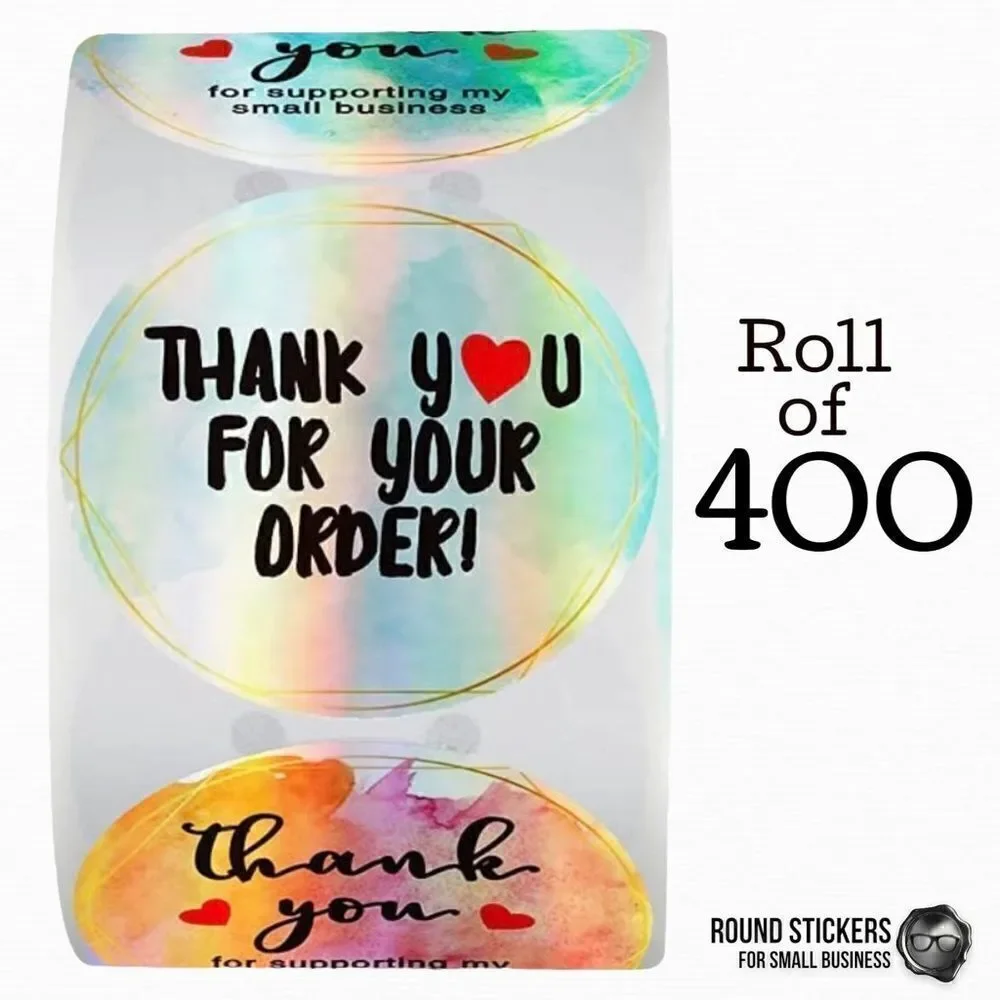 1.5” BULK ROLL 400 THANK YOU FOR SUPPORTING SMALL BUSINESS STICKERS IRIDESCENT